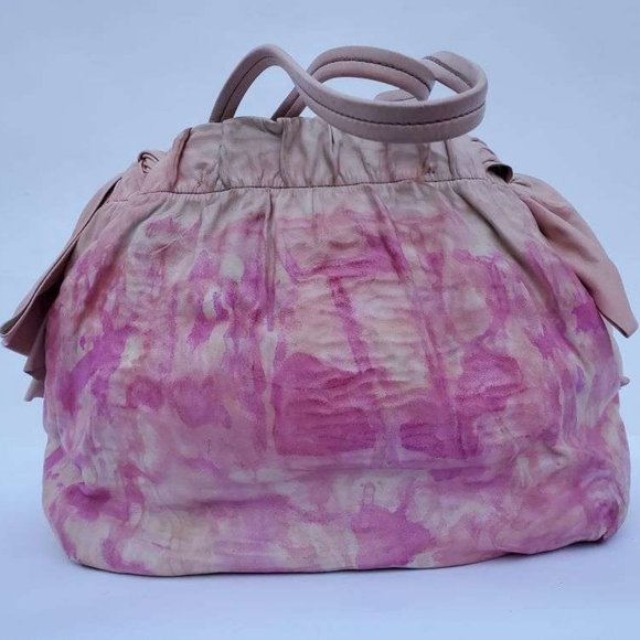 Prada nappa leather hobo bag beige peach ivory Pink double handle Tote tie dyed - Picture 9 of 16